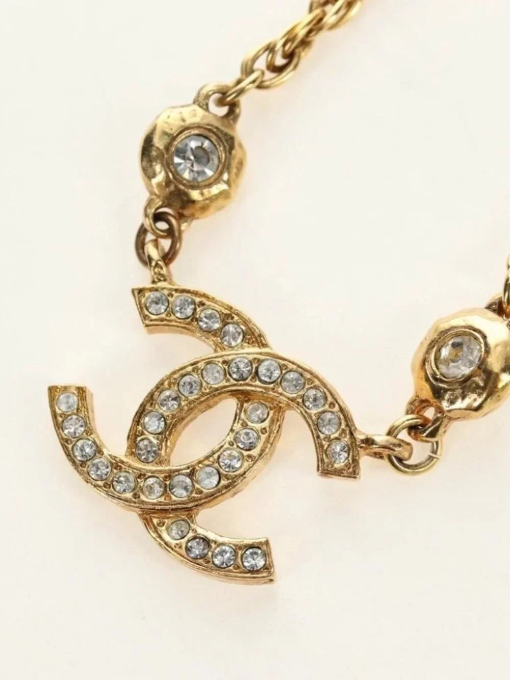 CHANEL COCO Mark Necklace metal Gold Tone CC Auth 186060M